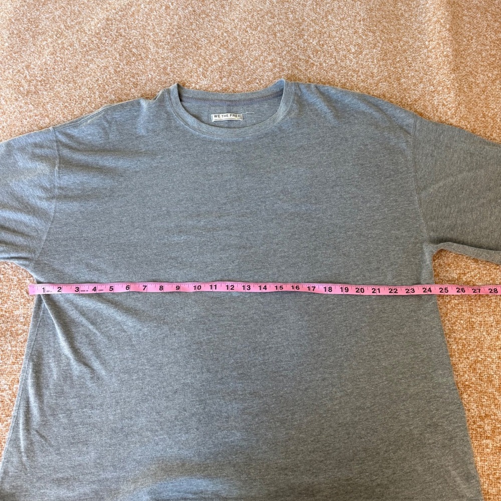 We The Free Free People Oversized Heather Gray Short Sleeve Tee Large Boho Relax - Picture 6 of 7